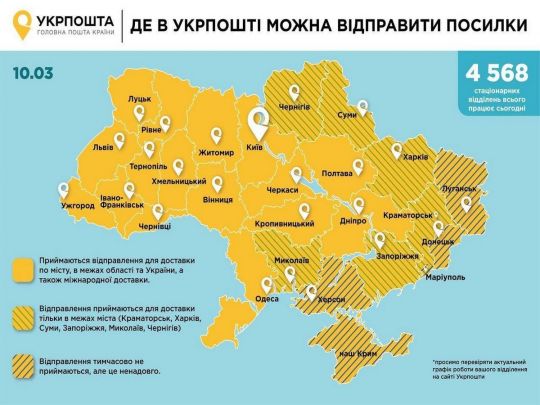 Укрпошта відновила виплати субсидій та пенсій, а також внутрішні та міжнародні доставки, — Кубраков