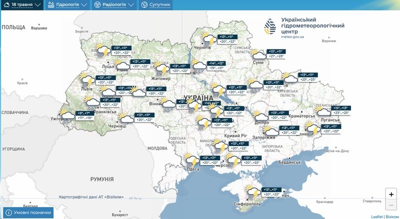 В&nbsp;Україну місцями нагрянуть сильні зливи, але стане тепліше: що&nbsp;кажуть синоптики про погоду на&nbsp;тижні 18&nbsp;&mdash; 24 травня